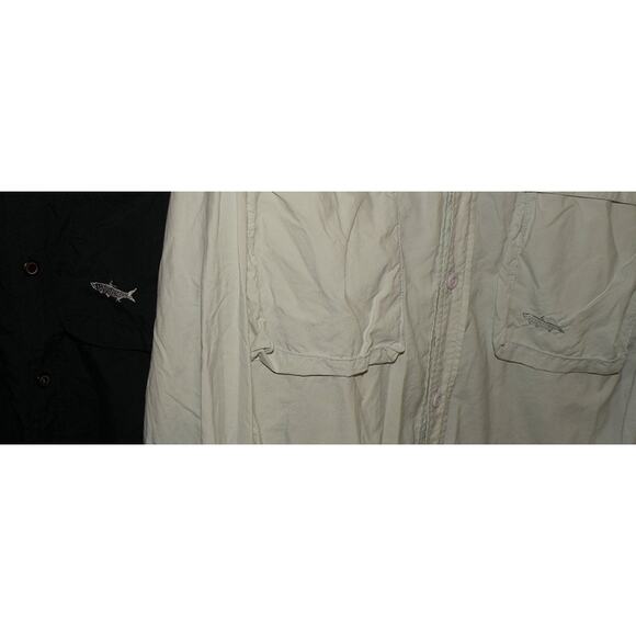 2 Simms Tarponwear Men’s Large LS Vented Button Fishing Shirts Black Lt Gray USA - Picture 2 of 4